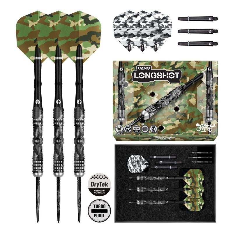 Shot! Camo Longshot TP 95% Steeldart 23/24/25 Gramm Steeldarts