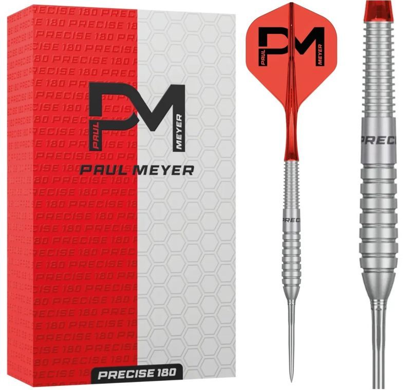Precise180 Paul Meyer 90% Tungsten Steeldarts mit EVO & SUP System 22/24/26 Gramm Steeldarts