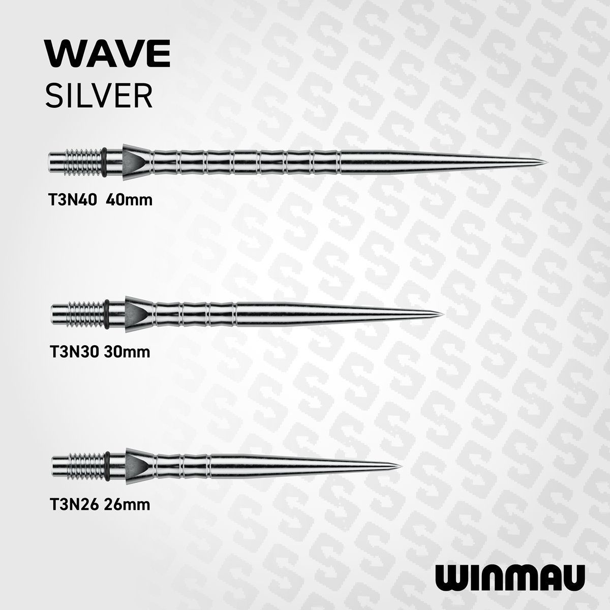 Winmau Switch Points Wave 26/30/40 mm Silver/Black Wechselspitzen