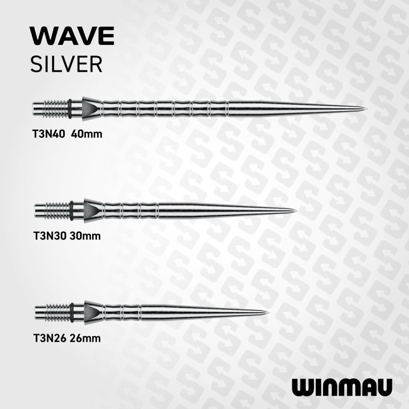Winmau Switch Points Wave 26/30/40 mm Silber/Schwarz Wechselspitzen