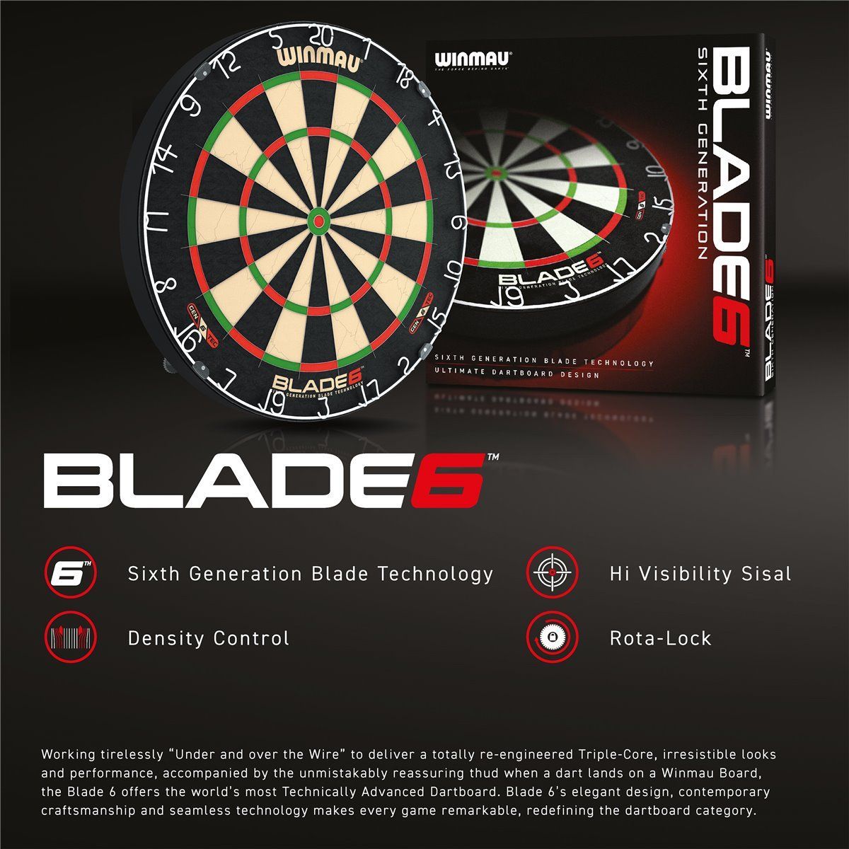 WINMAU Dartboard Blade 6 Bristle Board
