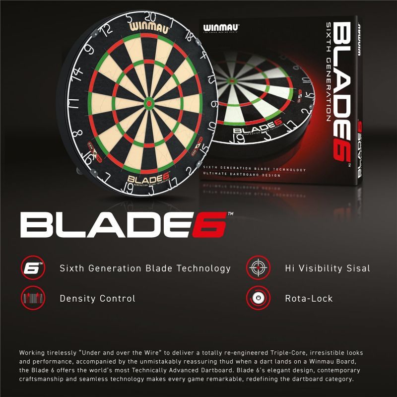 WINMAU Blade 6 Bersaglio da torneo in sisal con sistema Rota-Lock Bristle Board