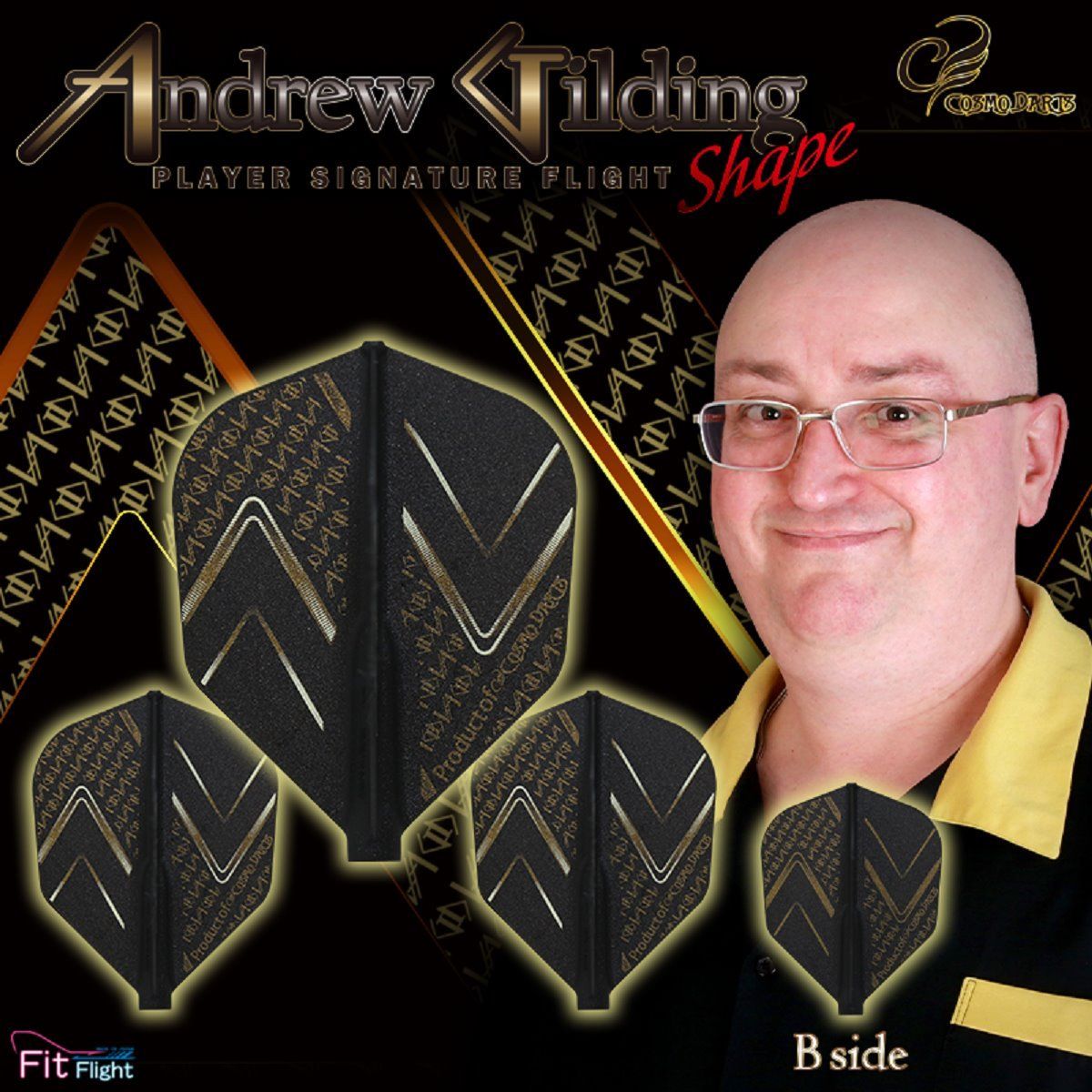 Cosmo Darts Fit Flights Slim Shaft No.4 Andrew Gilding Shape Starter Set Flights