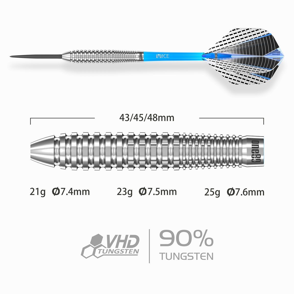 ONE80 Strike X SX03 90% Steeldarts 21/23/25 Gramm Steeldarts