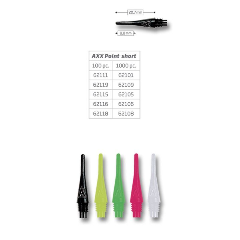 Bull's Axx Tips short 6mm 100 or 1000 Piece Soft Dart Spitzen