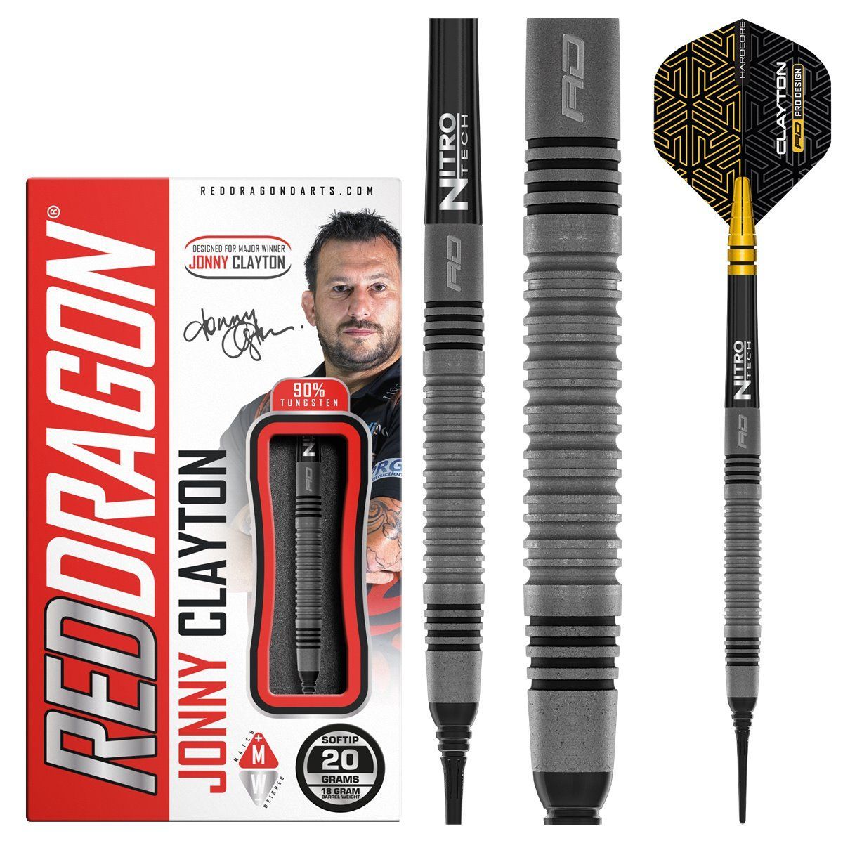 Reddragon Jonny Clayton Oxide Edition 90% Fléchettes à pointe souple 20 Grammes Softdarts