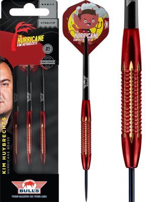 Bull's Kim Huybrechts Hurricane Red Brass Fléchettes à pointe acier 21 Grammes Steeldarts