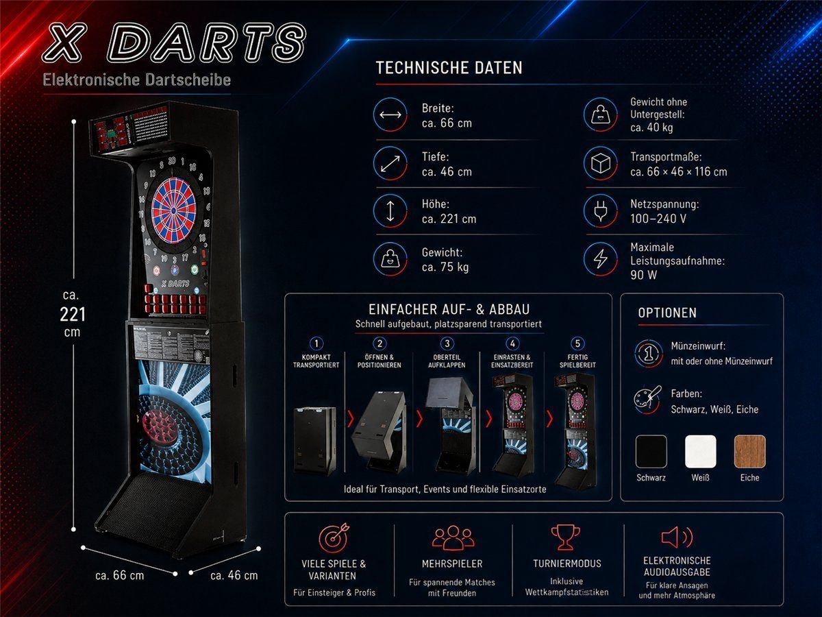 X-Darts Electronic Dart Machine – Professional E-Dart Machine for Pubs, Clubs & Home E-Dartscheibe