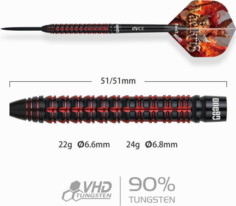 ONE80 Vaelkris V06 90% Steeldarts 22/24 Gramm Steeldarts