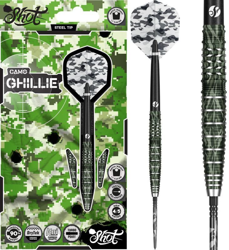 Shot! Camo Ghille TP 90% Steeldart 23/24/25 Gram Steeldarts
