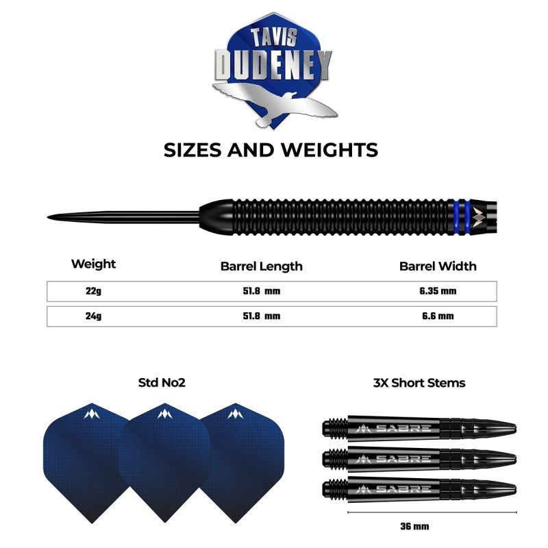 Mission Tavis Dudeney 90% Black PVD Steeldarts 22/24 Gramm Steeldarts