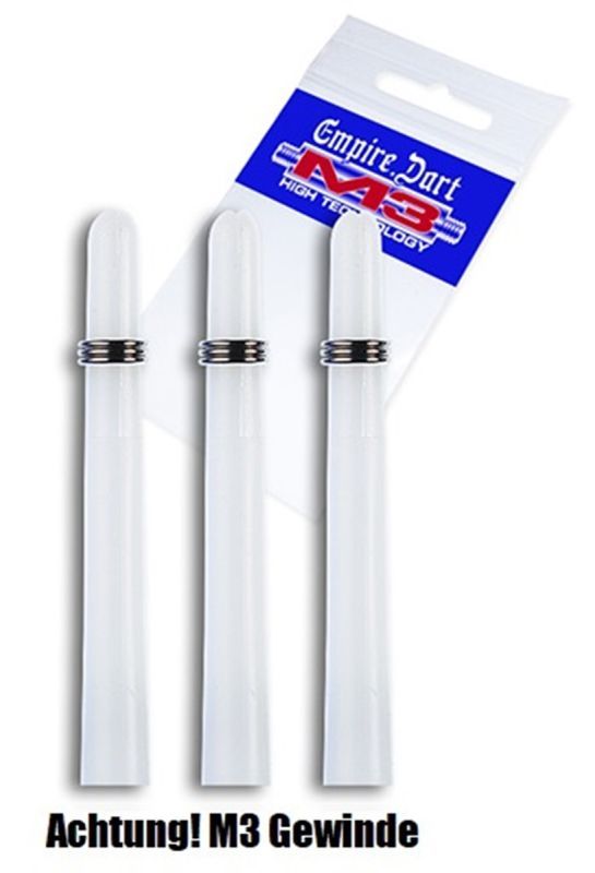 M3 Nylon Dart Shafts – verschiedene Längen – 3 Stück - Weiß Shafts