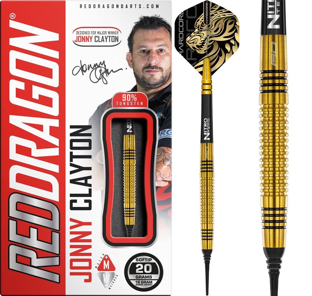 Reddragon Jonny Clayton Gold 90% Tungsten Softdarts 20 Gramm Softdarts