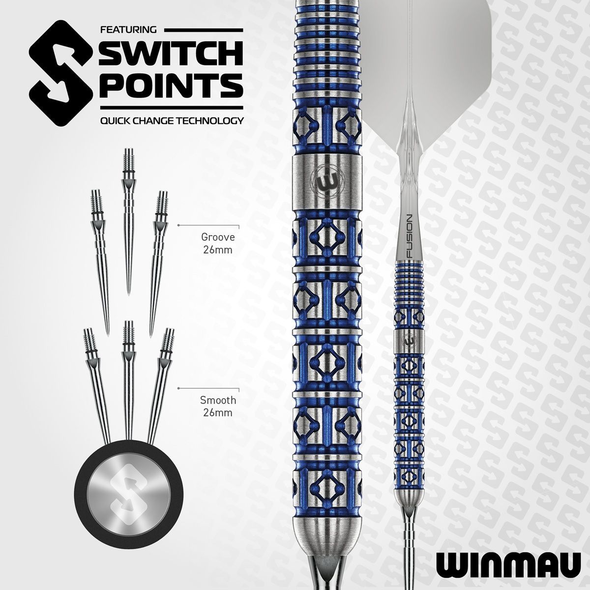 Winmau Lunaris Parallel Switch Point 90% Steeldarts 23/25 Gram Steeldarts