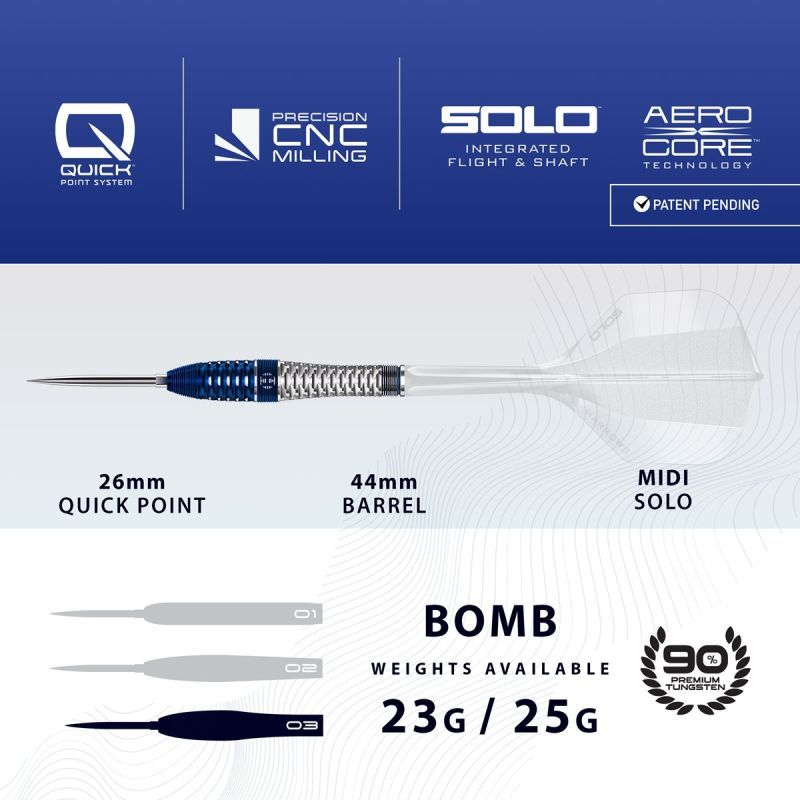 Harrows Geo Bomb 90% Quick Points Steeldarts 23/25 Gramm Steeldarts