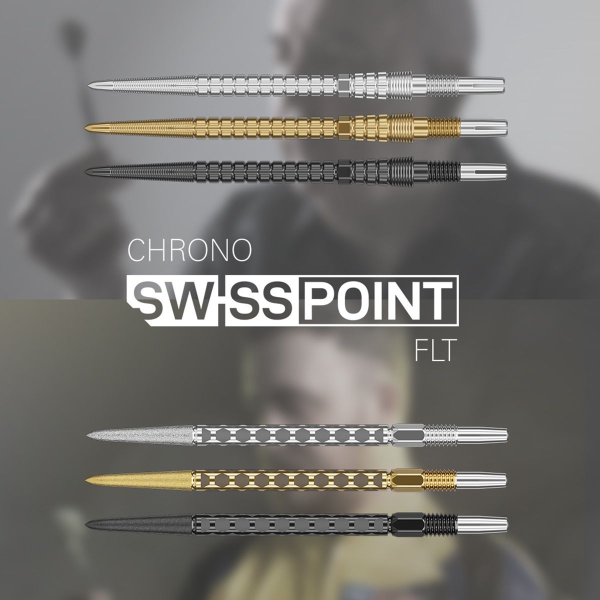 Target Swiss Point FLT 30/35/42 mm Gold/Schwarz/Silber Wechselspitzen