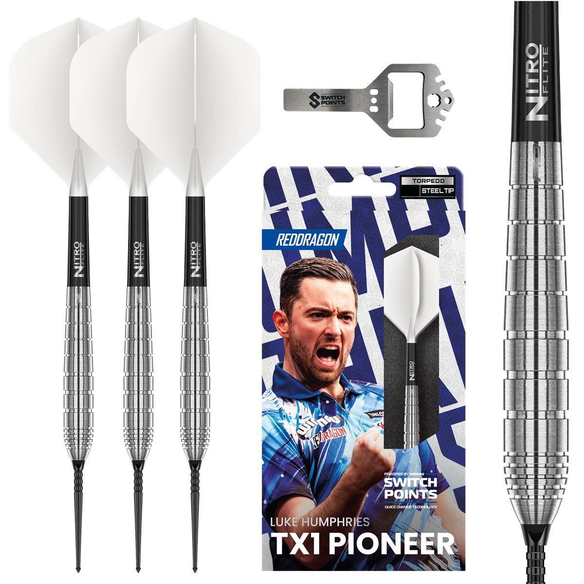 Reddragon Luke Humphries TX1 Pioneer Switch Point 90% Steeldarts 22/24 Gram Steeldarts