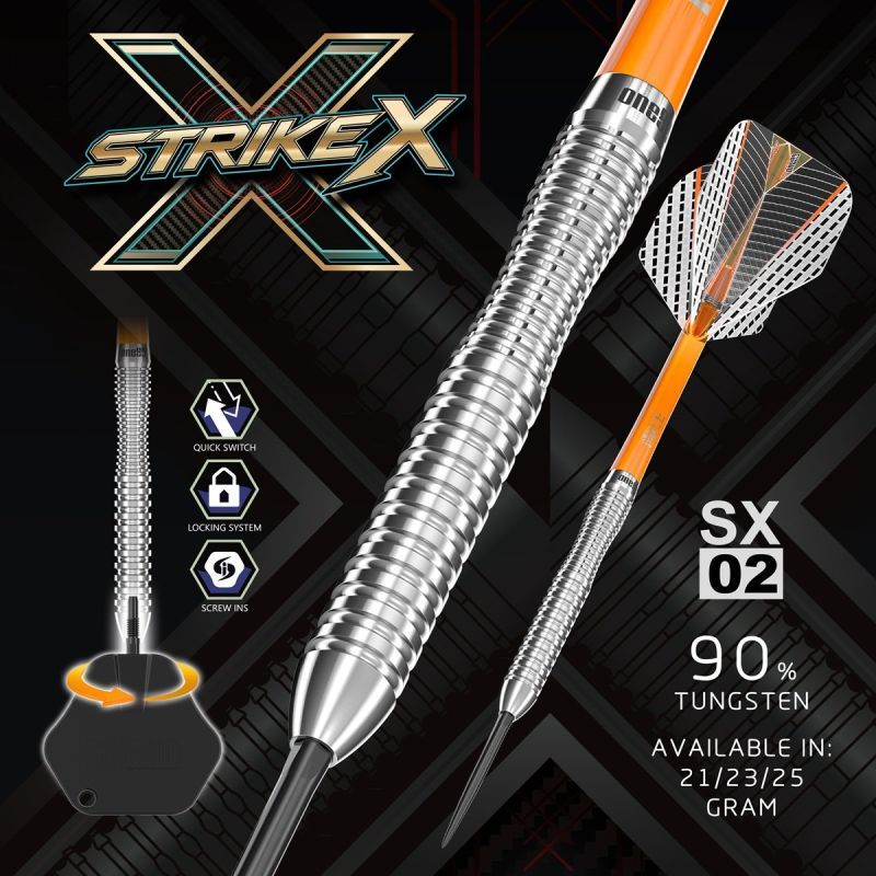 ONE80 Strike X SX02 90% Steeldarts 21/23/25 Gramm Steeldarts