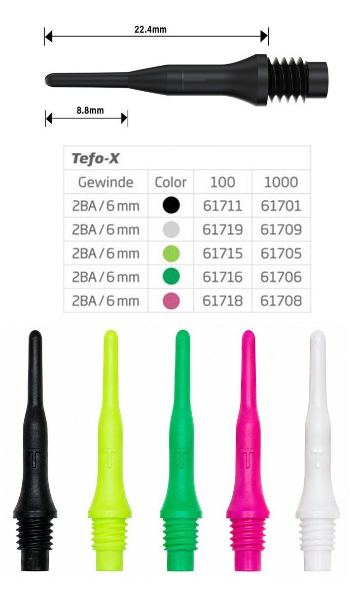 BULL'S Tefo-X Soft Tips 2BA – extra starke Dartspitzen 22,4 mm Soft Dart Spitzen