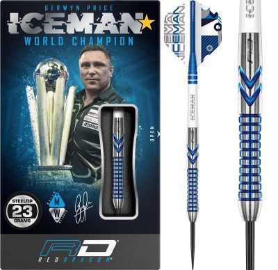 RedDragon Gerwyn "Iceman" Price Iceman Contour Freccette Steel Tips 90% Tungsten 21/23/25 Grammi Steeldarts