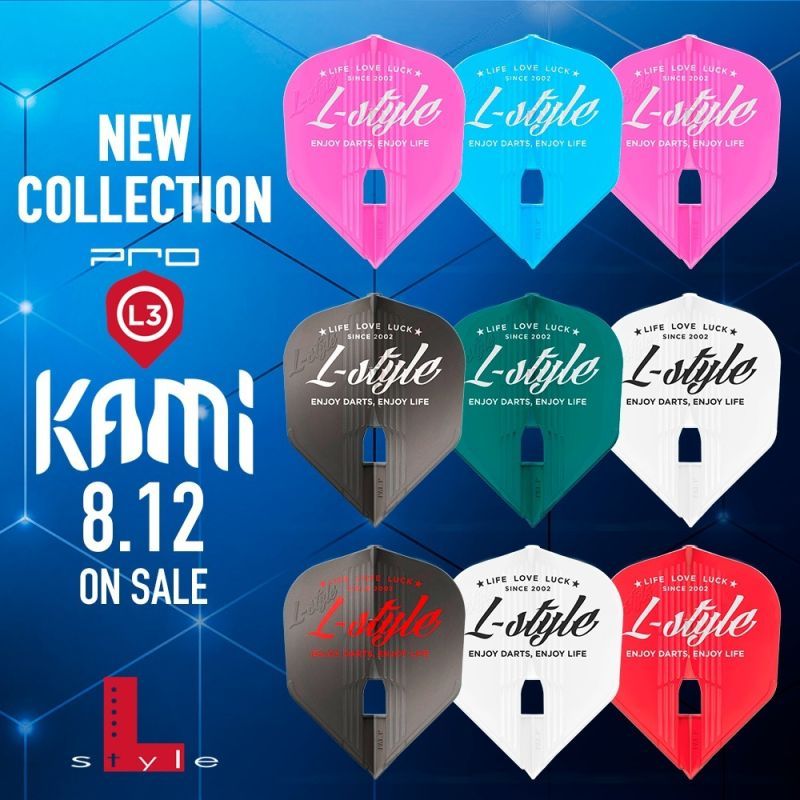 L-Style Champagne Flights Pro Kami Signature Logo Grau/Weiß/Rot L3 Shape Flights
