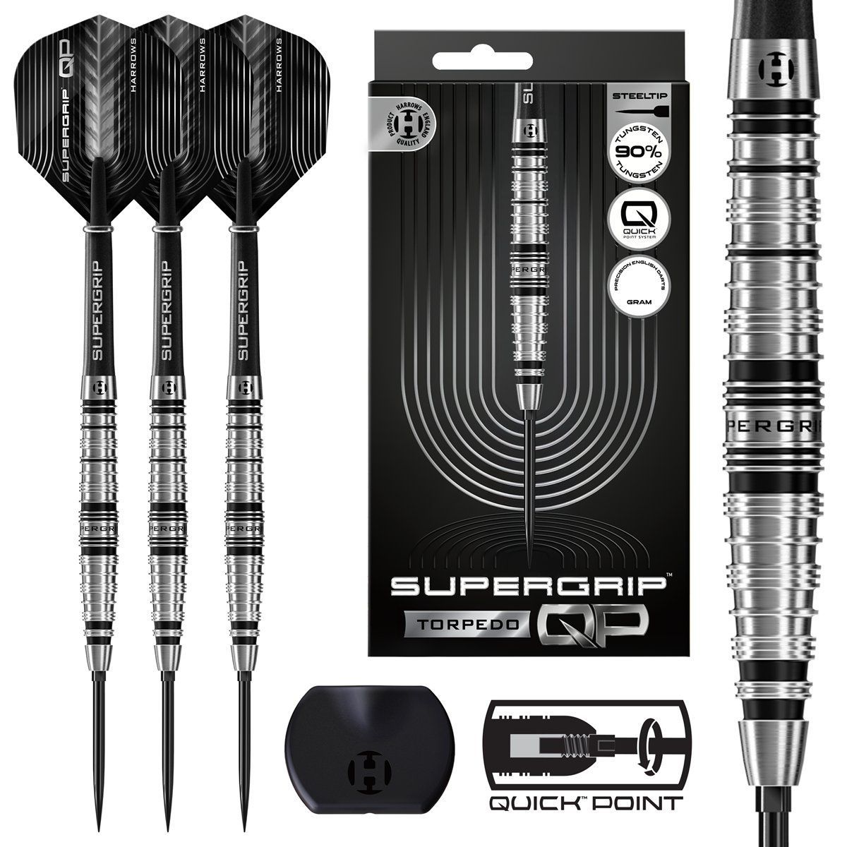 Harrows Supergrip QP Torpedo 90% Steeldarts 22/23/24 Gramm Steeldarts