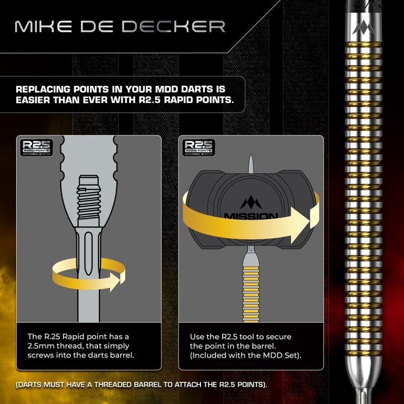 Mission Mike De Decker V2 RP 95% Steeldarts 22/24 Gramm Steeldarts