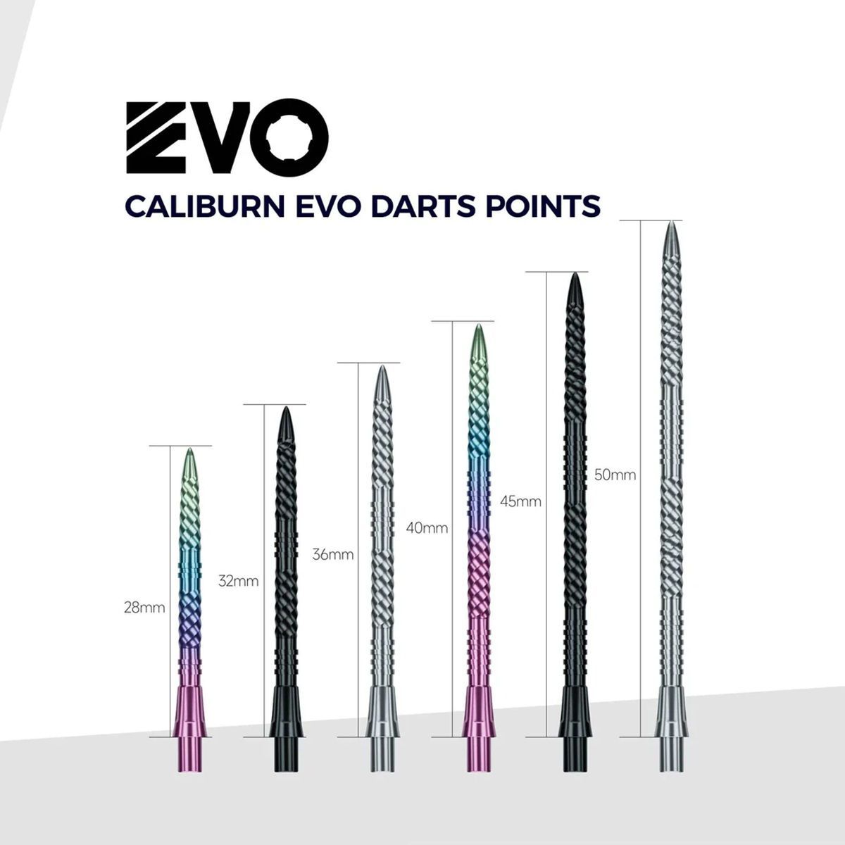 Caliburn EVO Points Helix Groove Rainbow 28/32/36/40/45/50 mm Wechselspitzen