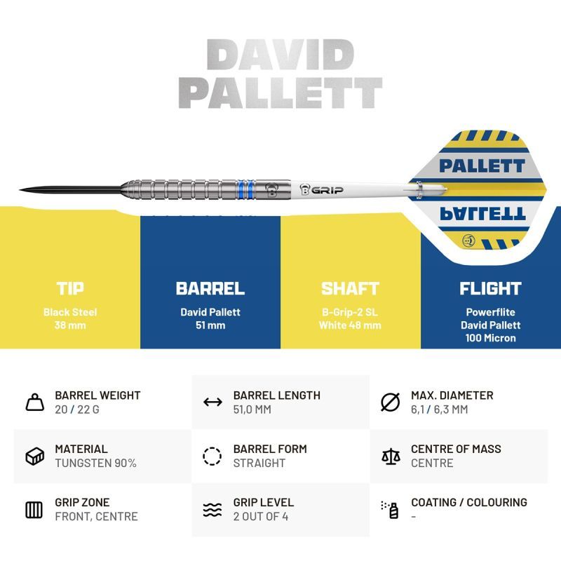 Bull´s David Pallett G3 90% Steeldarts 20/22 Gramm Steeldarts