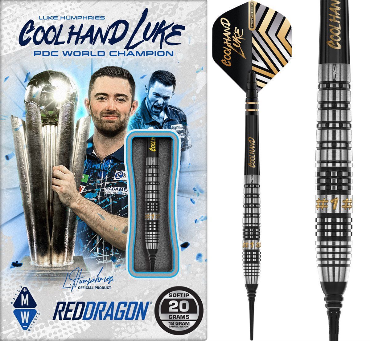 Reddragon Luke Humphries Prestige Fléchettes à pointe souple 20 Grammes Softdarts