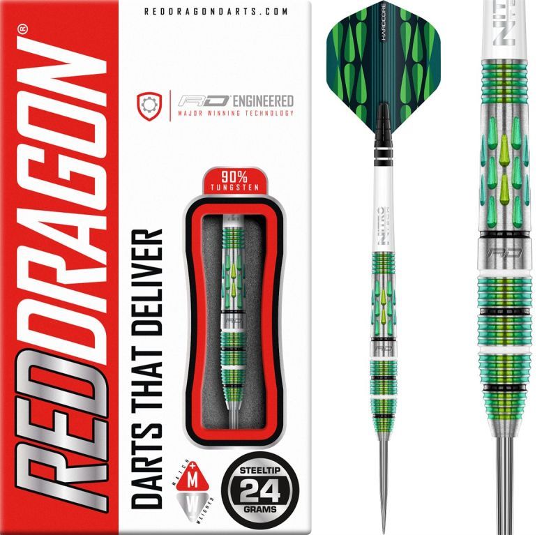 Reddragon Artura 2 Green Steeldarts 24/26 Gram Steeldarts