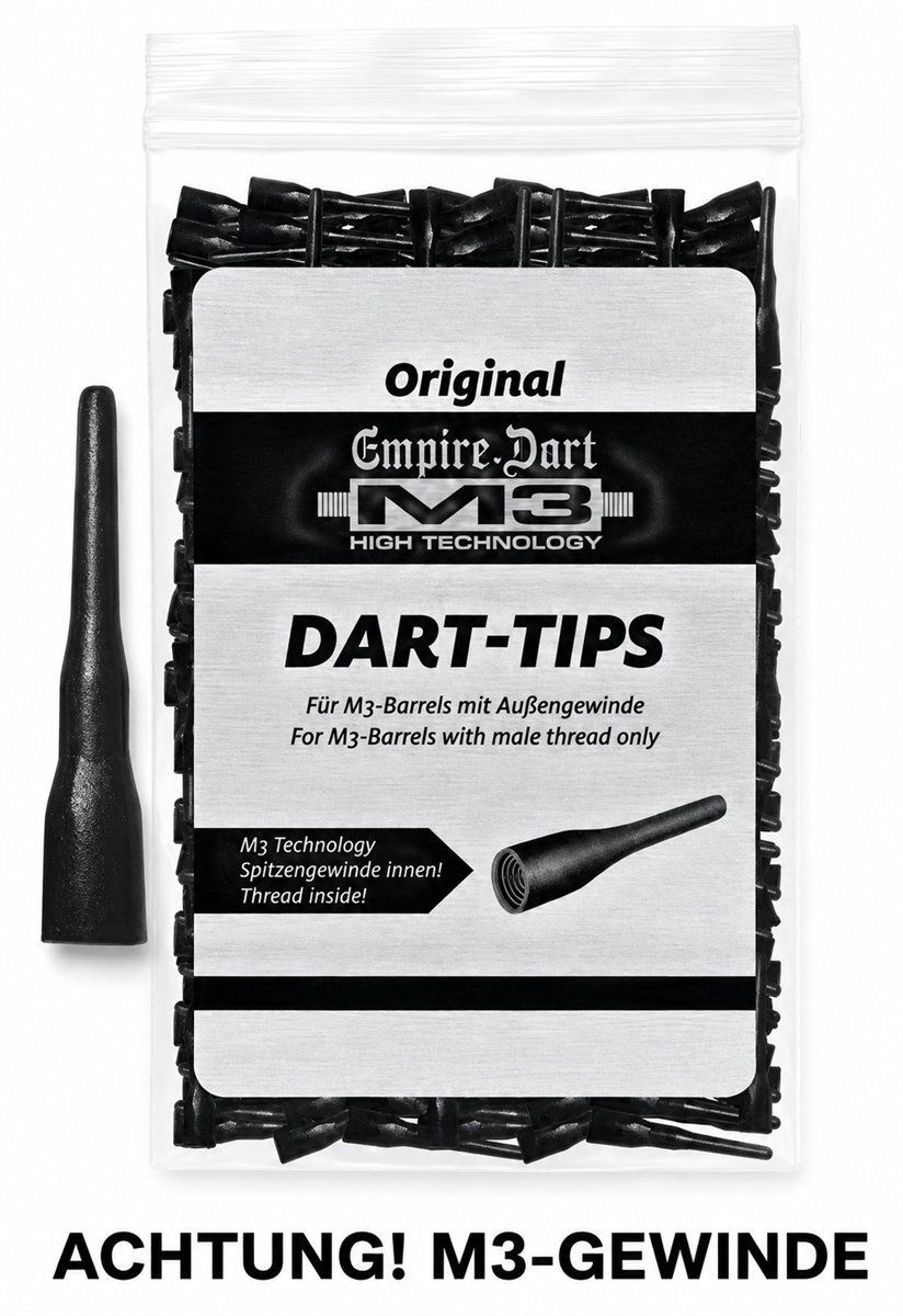 M3 Softdartspitzen Schwarz – 22,5 mm – 1.000 Stück Soft Dart Spitzen M3