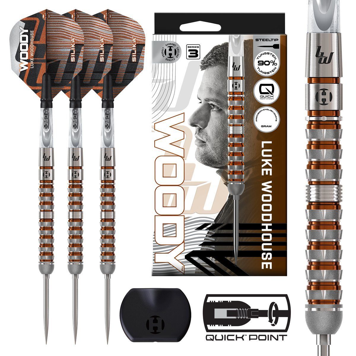 Harrows Luke Woodhouse G3 90% Quick Points Steeldarts 21/23/25 Gramm Steeldarts