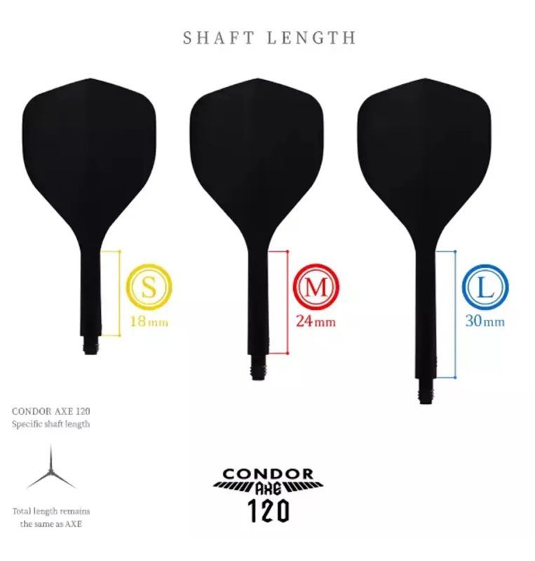 Condor Dart Flights Shafts AXE 120 Rot Transparent Narrow Flights