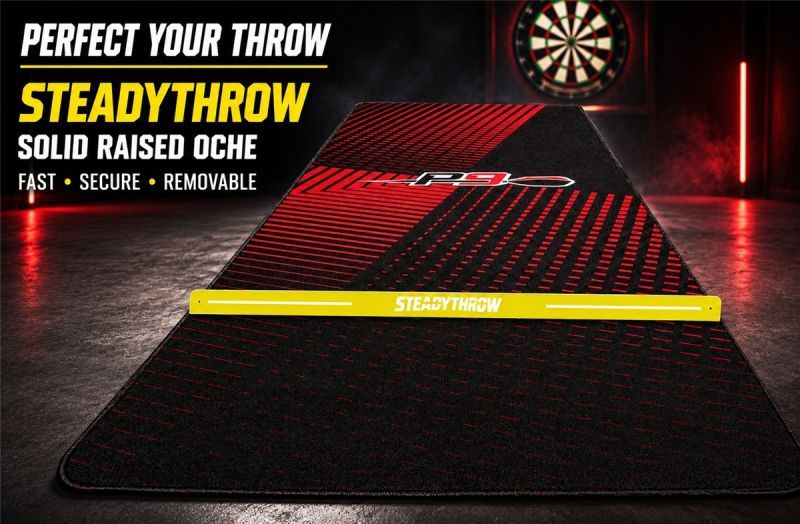 Oche SteadyThrow Lite avec bande auto-agrippante pour tapis de fléchettes de 60 à 90 cm de large Abwurflinie