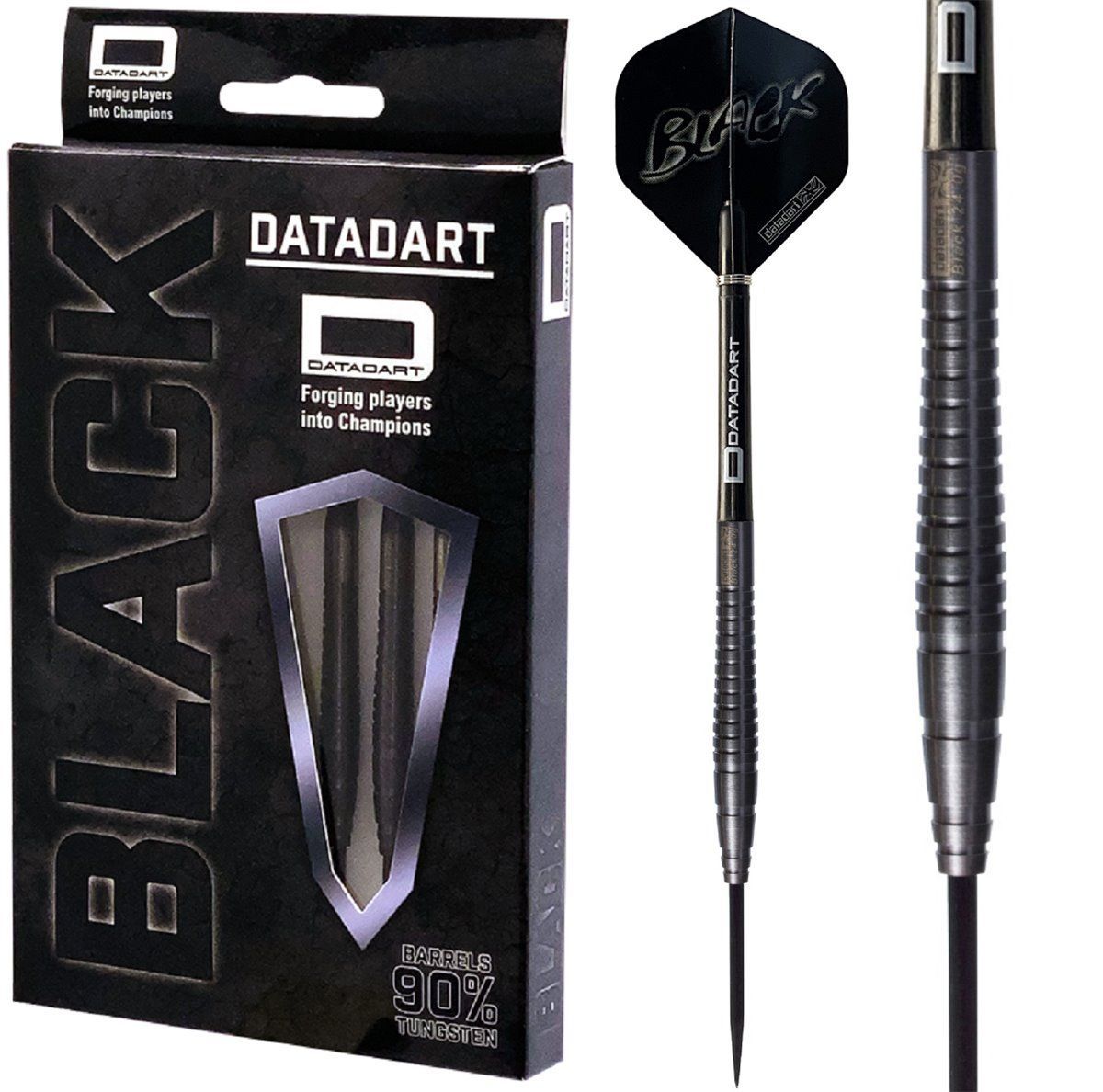 Datadart Black Ringed Grip Darts 90% Steel Darrts 22/24/26 Gram Steeldarts