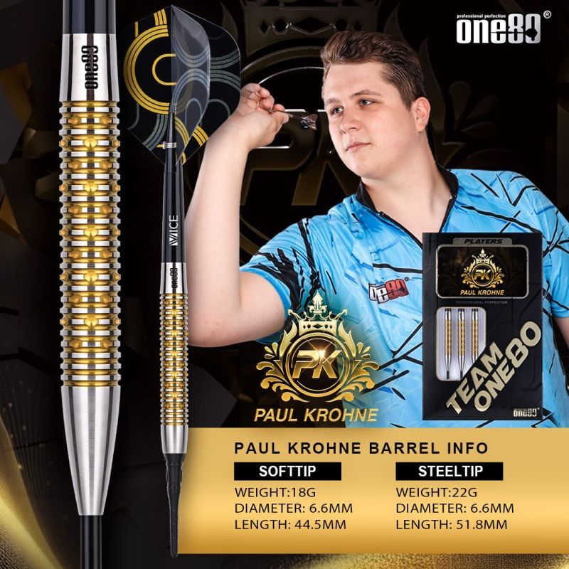 ONE80 Paul Krohne Signature Dart Steeldart 22 Gramm Steeldarts