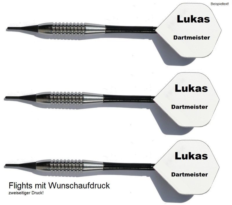 3 x Dartpfeile Chrom + 10 Satz Flights mit eigenem Aufdruck Geschenkidee Softdarts