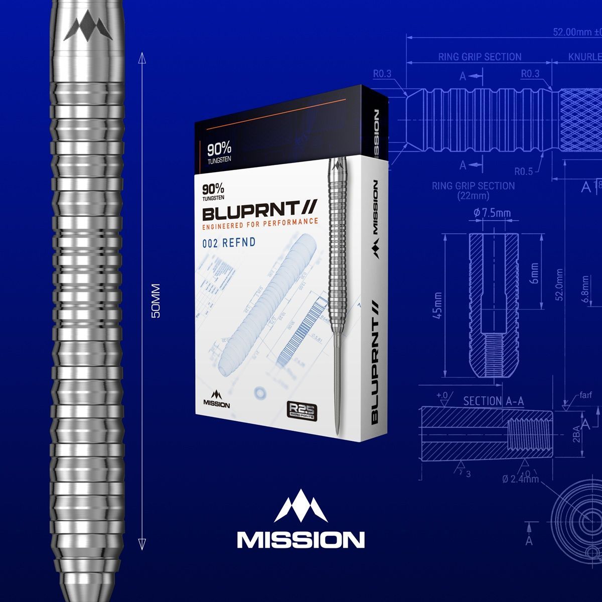 Mission BLUPRNT REFND R2.5 RP 90% Steeldarts 22/24 Gramm Steeldarts