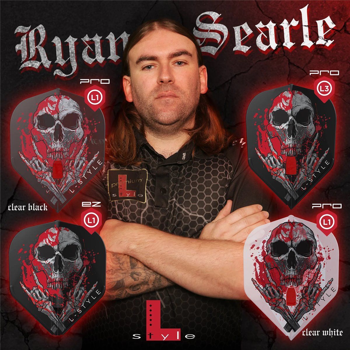 L-Style Champagne Ring Flights Ryan Searle v3 Black Shape L3 Flights