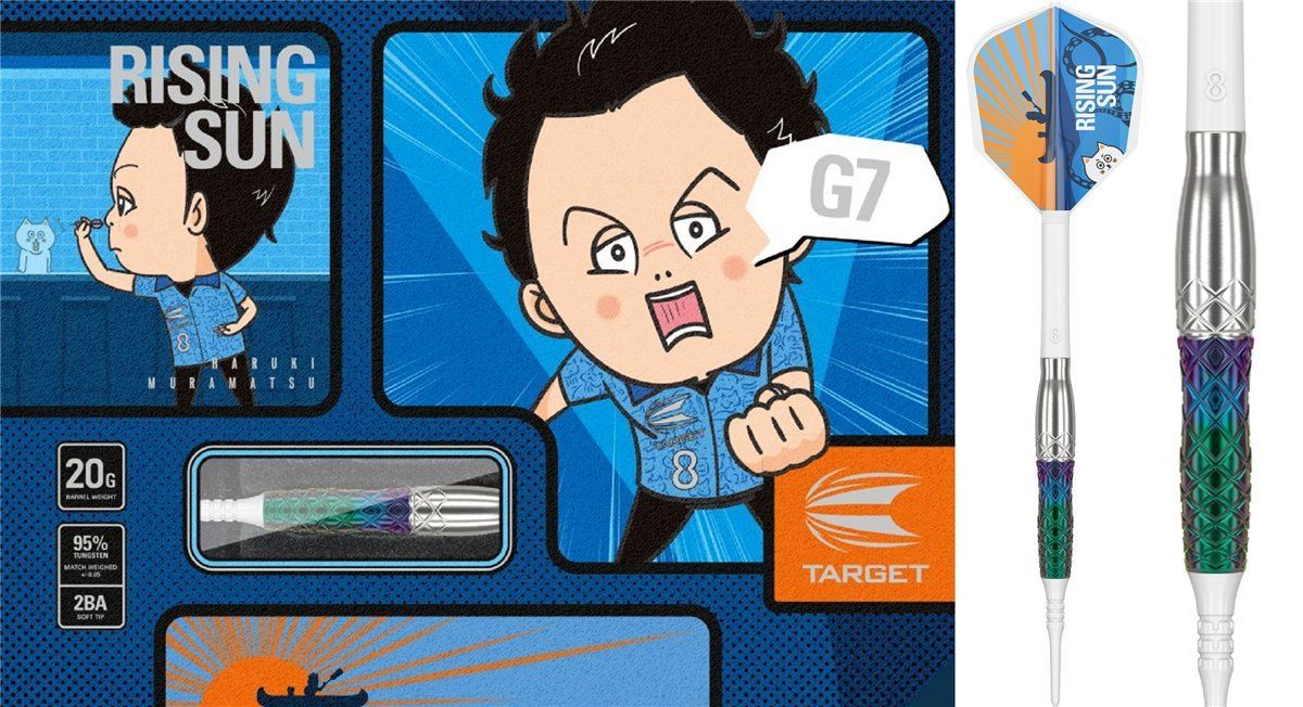 Target Haruki Muramatsu Rising Sun G7 95% 2BA Fléchettes à pointe souple 20 Grammes Softdarts