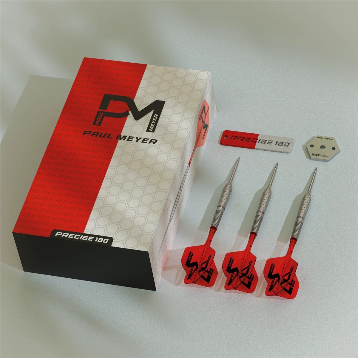Precise180 Paul Meyer 90% Tungsten Steeldarts mit EVO & SUP System 22/24/26 Gramm Steeldarts