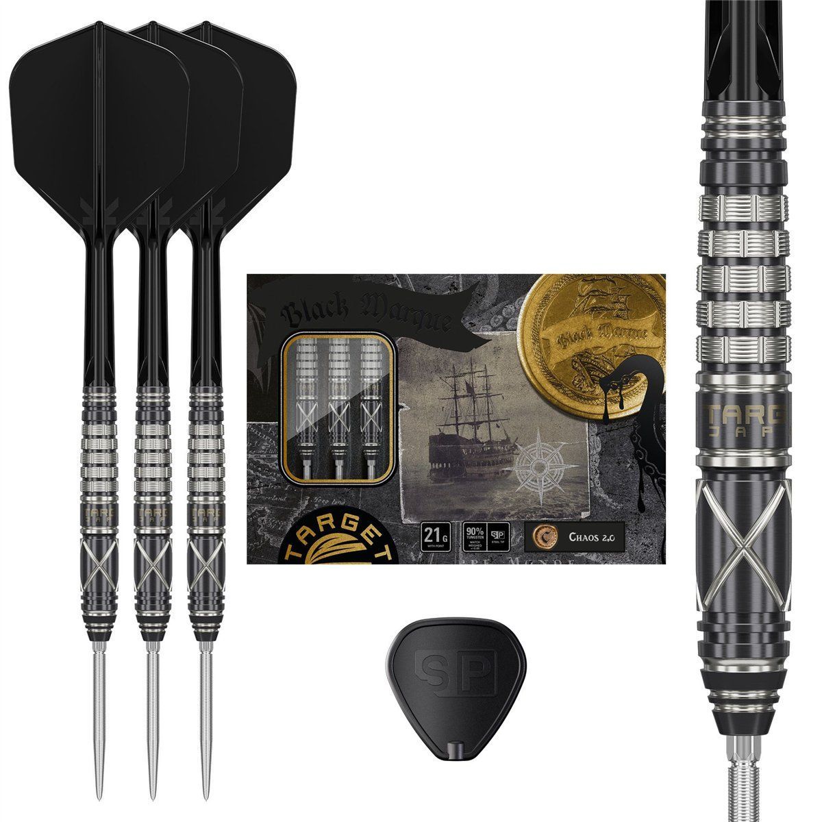 Target Black Marque Chaos 2.0 90% Swiss Points Steeldarts 21/23 Gramm Steeldarts