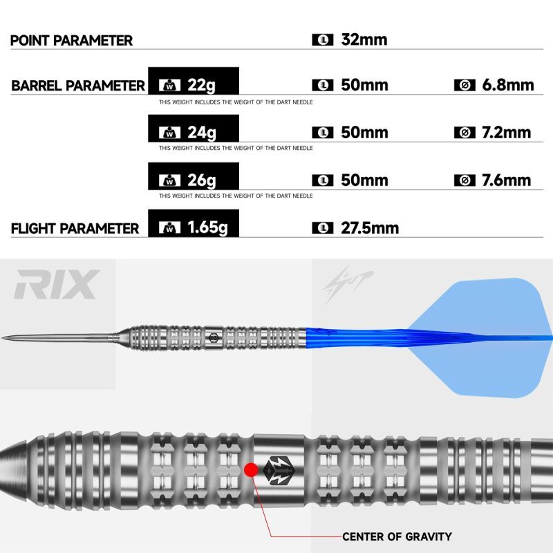 Caliburn EZ-EVO RIX R4 90% Steeldarts 22/24/26 Gramm Steeldarts
