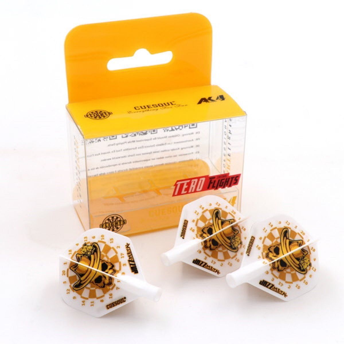 Cuesoul TERO AK4 aletta per freccette Golden Skull Bianco Standard Flights