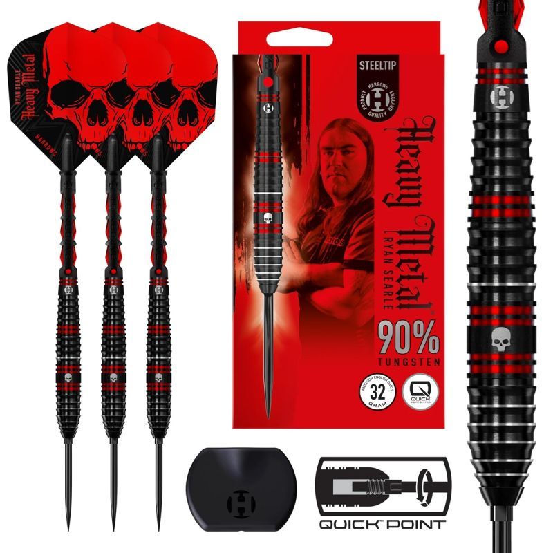 Harrows Ryan Searle Quick Point 90% Freccette Steel Tip 22/23/24/26/30/32 Grammi Steeldarts