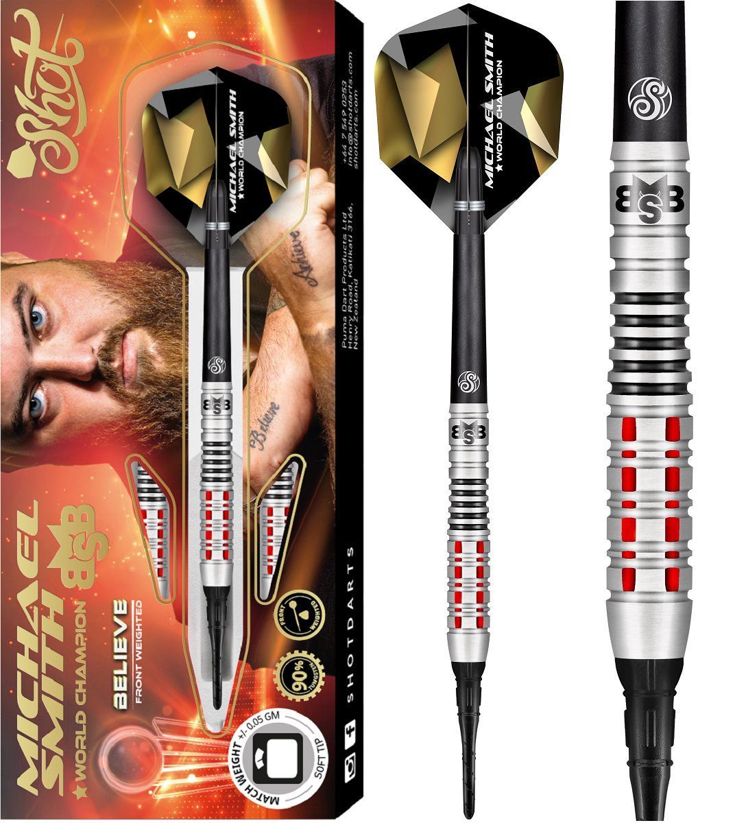 Shot Michael Smith 90% Believe Softdart 18/20 Gram Softdarts
