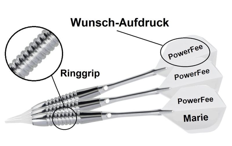 3 x Dartpfeile Chrom + 10 Satz Flights mit eigenem Aufdruck Geschenkidee Softdarts