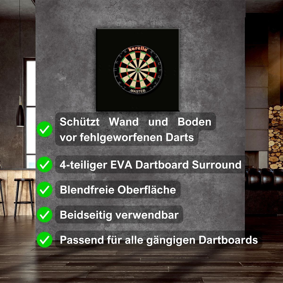 Karella Quadro 4-Piece Square Dartboard Surround / Catch Ring Steel Dartscheibe Auffangring