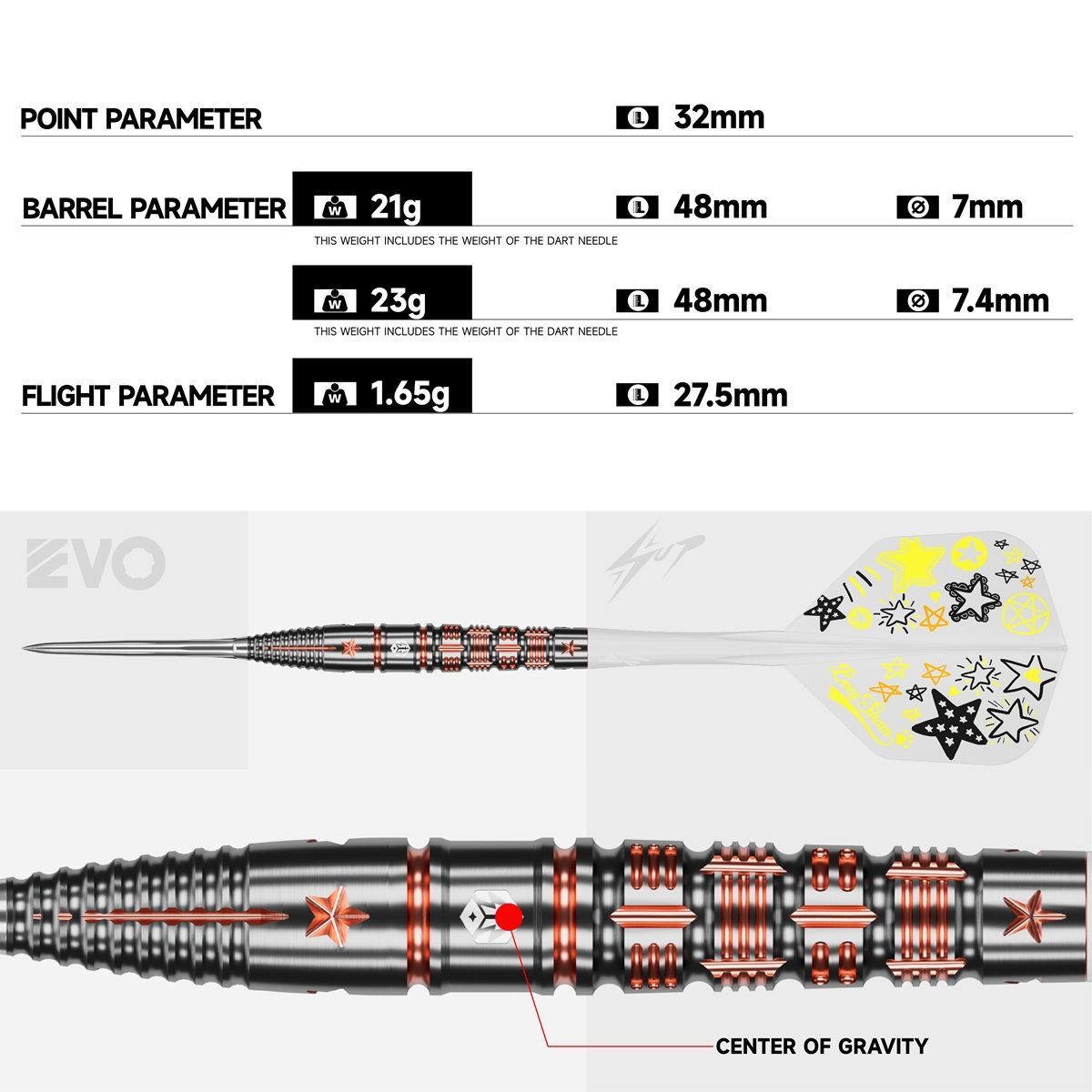 Caliburn Player BoeySham 90% Steeldarts 21/23 Gramm Steeldarts